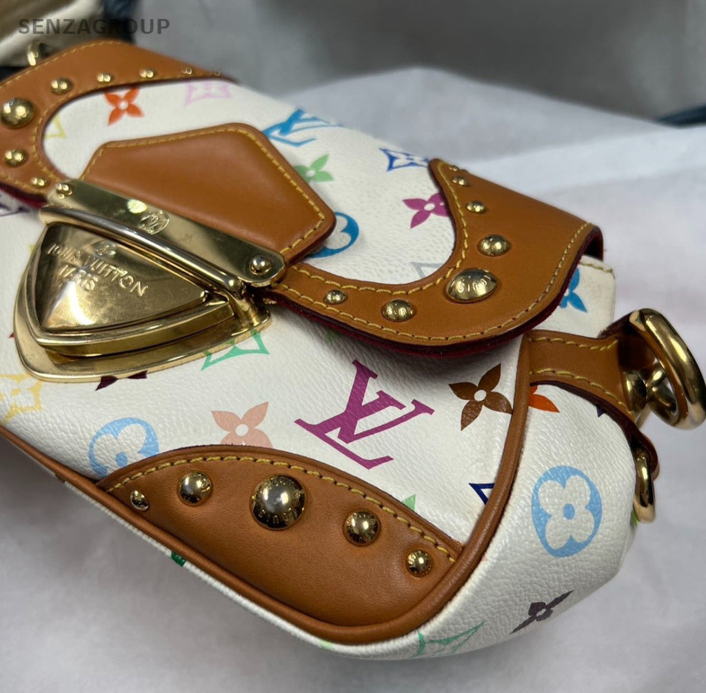 Louis Vuitton Monogram White Multicolor Shoulder Bag Women Classic
