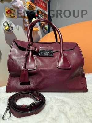 Prada Red Leather Shoulder Crossbody Handbag Classic Women's Bag