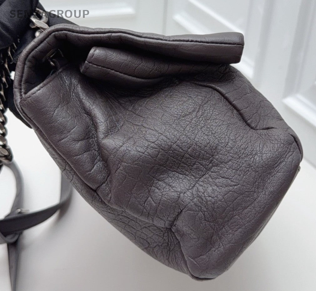 Saint Laurent Hollywood Chain Crossbody Shoulder Bag Gray Silver Women Classic