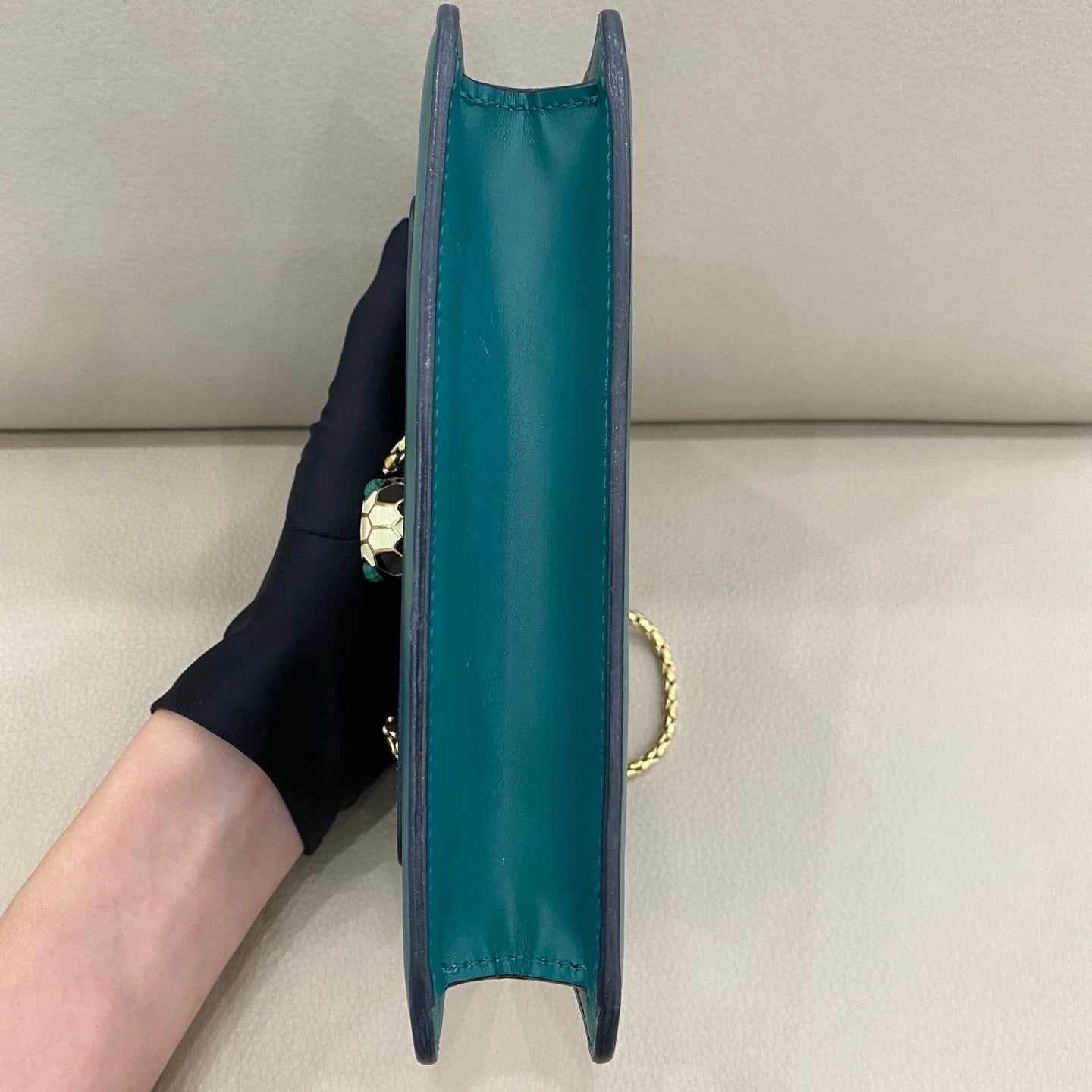 Bvlgari Small Green Serpenti Chain Shoulder Bag For Women