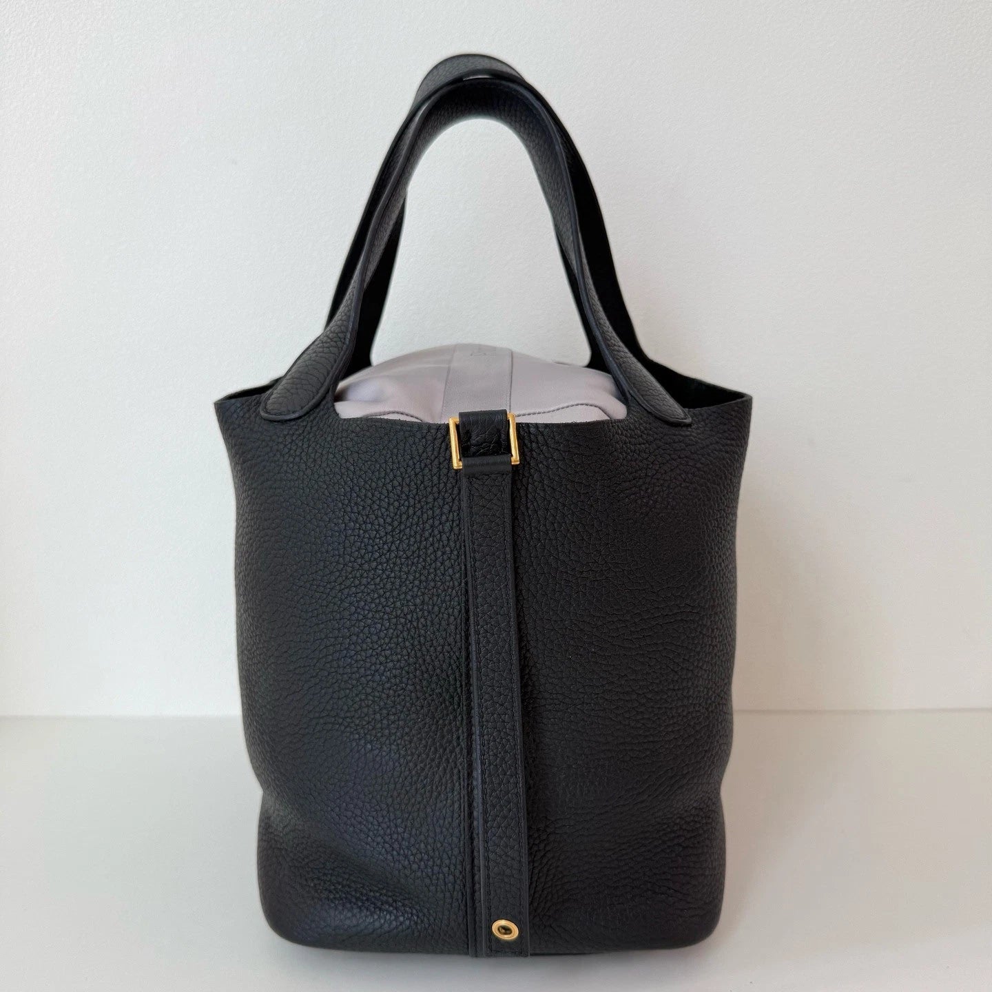 Hermes Picotin22 Top Handle Bag Black Gold Used Women Classic
