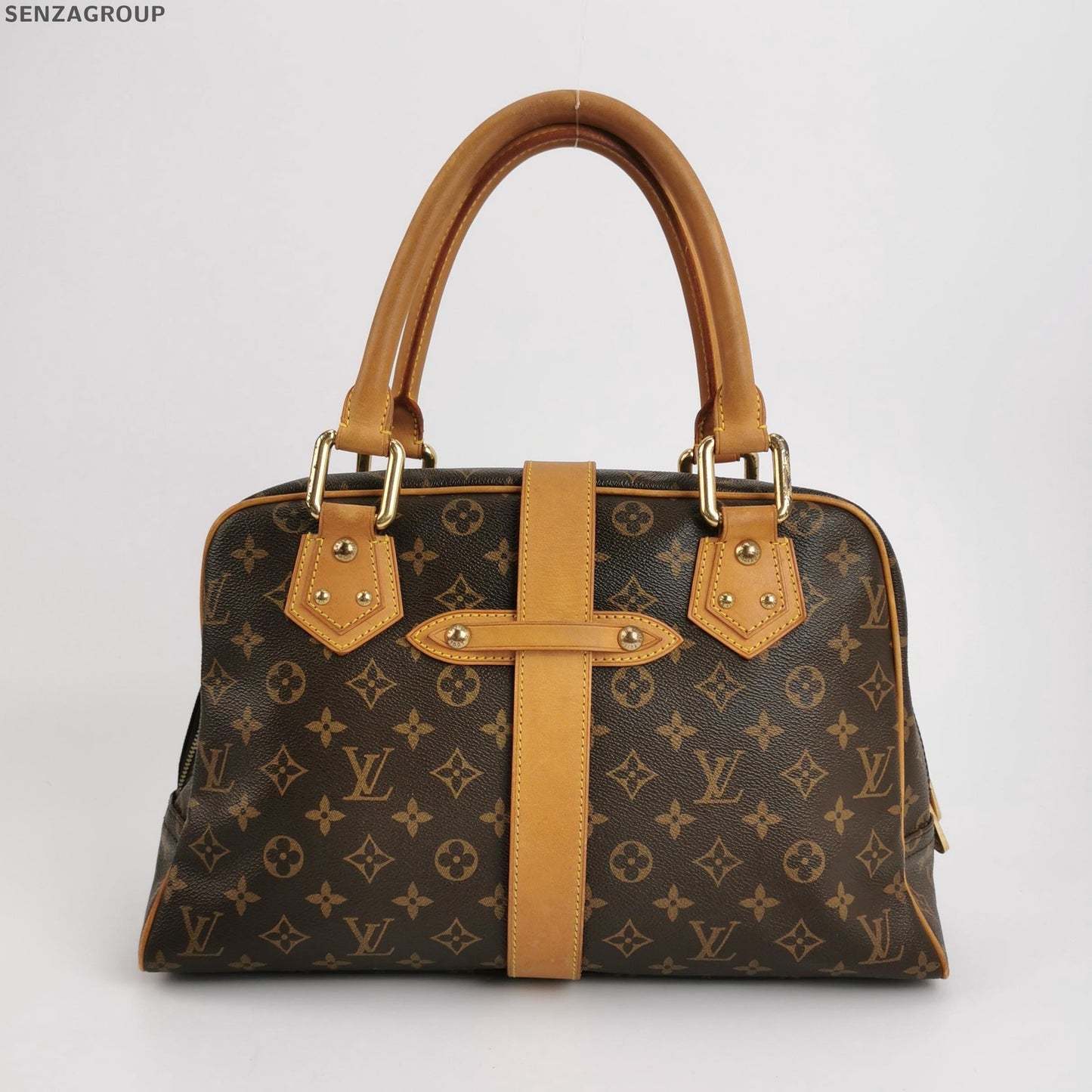 Louis Vuitton Monogram Canvas Handbag Brown Gold Hardware Women's Classic