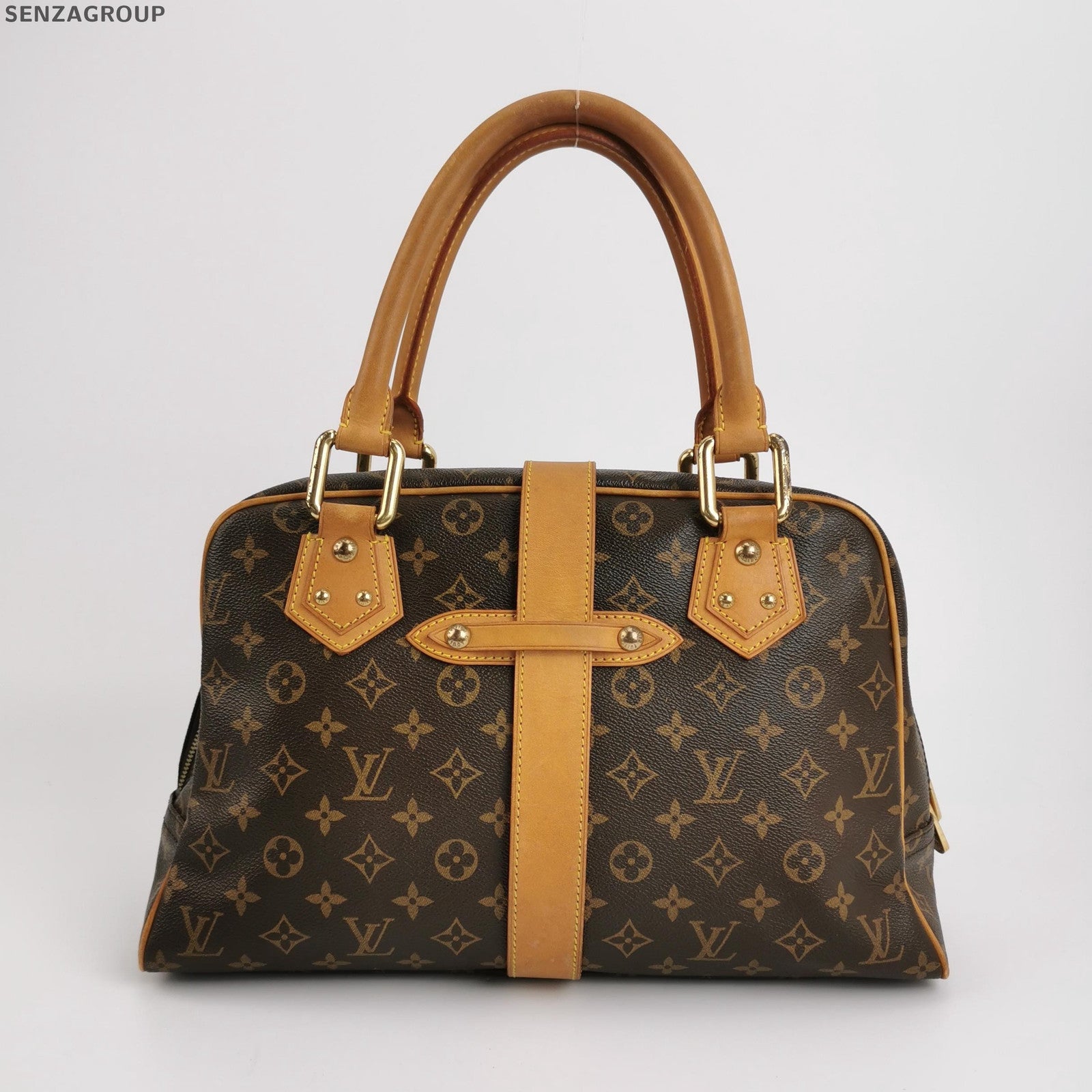 Louis Vuitton Monogram Canvas Handbag Brown Gold Hardware Women's Classic