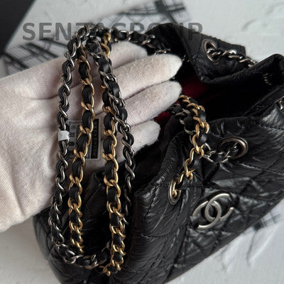 Chanel Quilted Black Silver Gabrielle Backpack Small Women Classic Fashion