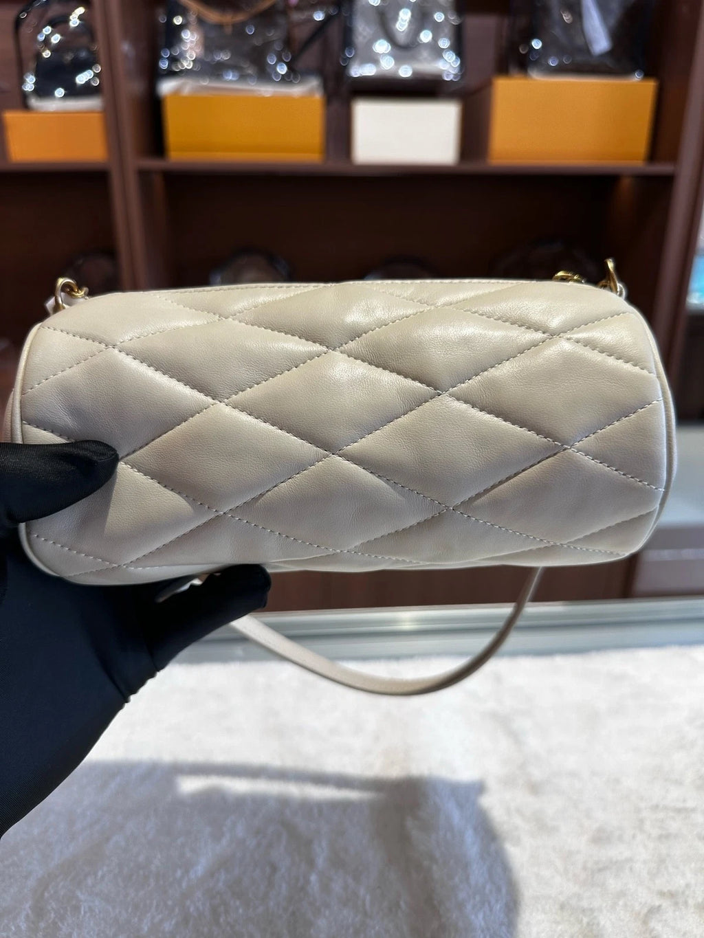 Saint Laurent Lambskin Cylinder Underarm Shoulder Bag For Women