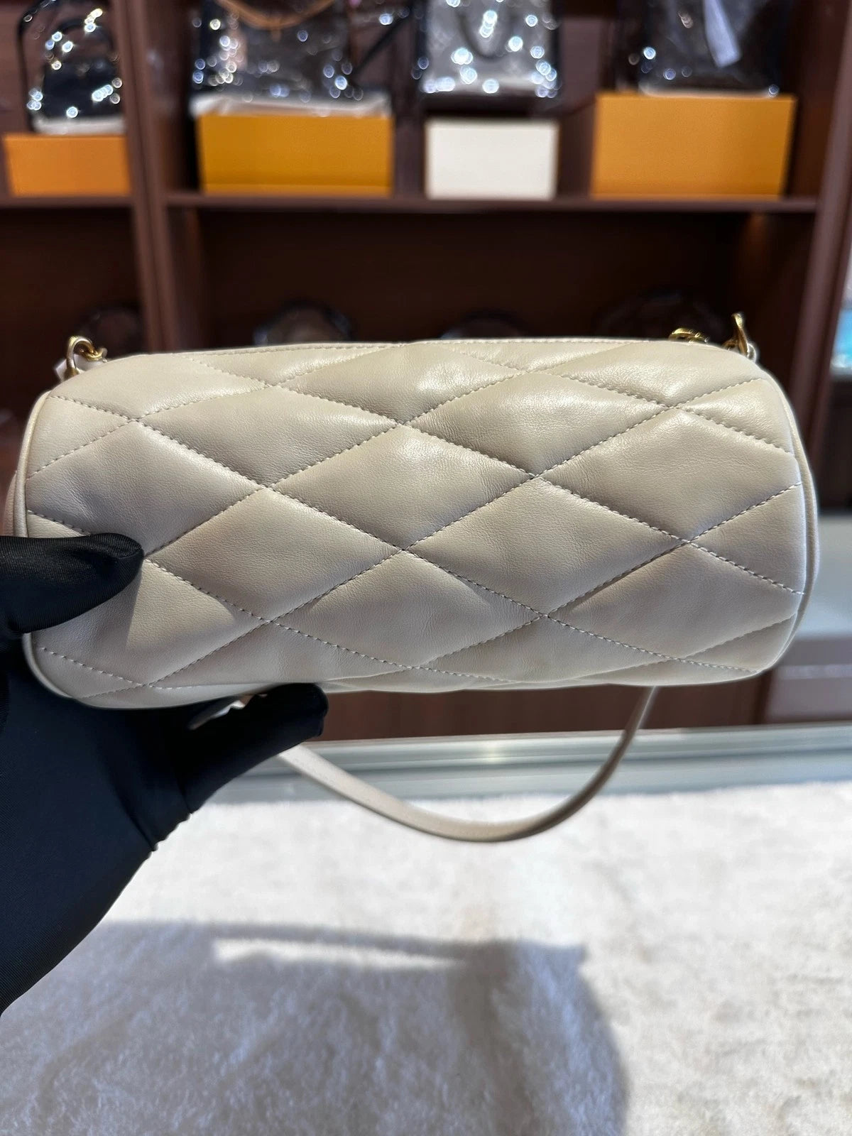 Saint Laurent Lambskin Cylinder Underarm Shoulder Bag For Women