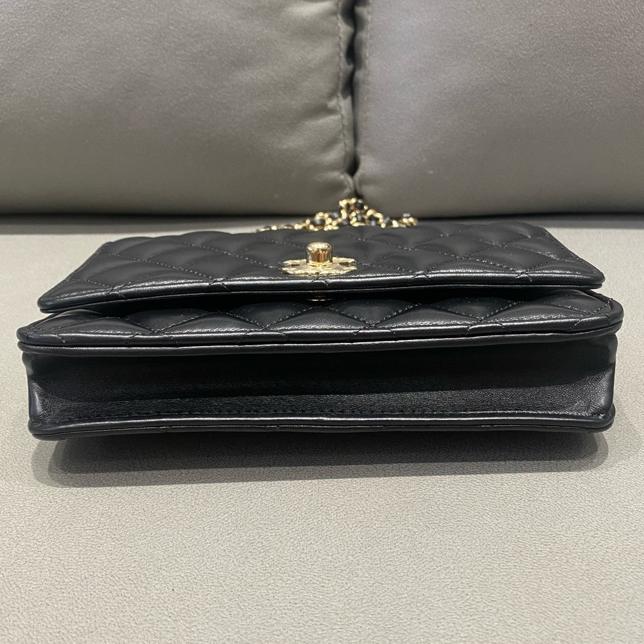 Chanel 24A WOC Black Gold Chain Shoulder Crossbody Bag Women's Fashion