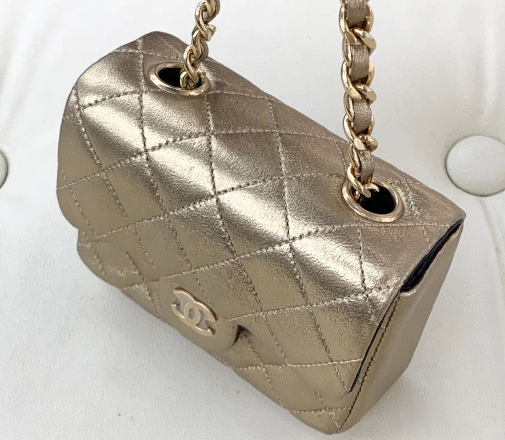 CHANEL Vintage Lambskin Gold Chain Shoulder Bag Women S