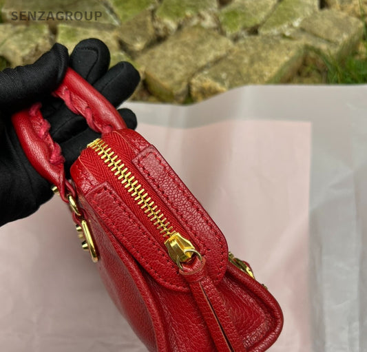 Balenciaga City mini Top Handle 2way Shoulder Handbag Red Gold Women