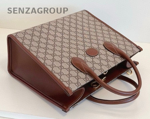GUCCI Retro Monogram Canvas tote 2WAY Crossbody Shoulder Handbag Brown