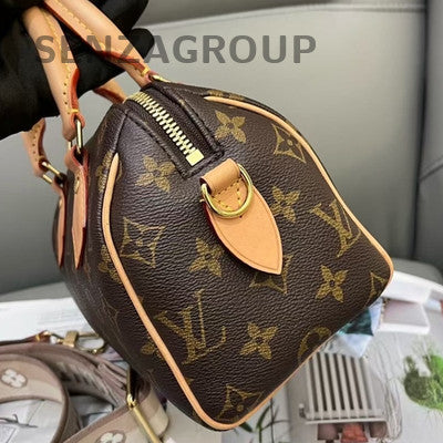 Louis Vuitton Monogram Speedy 20 Brown Gold Buckle Handbag Crossbody