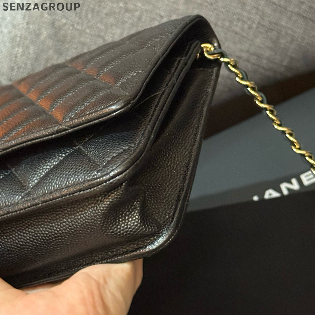 Chanel Black Gold WOC Chain Shoulder Crossbody Bag Quilted Classic