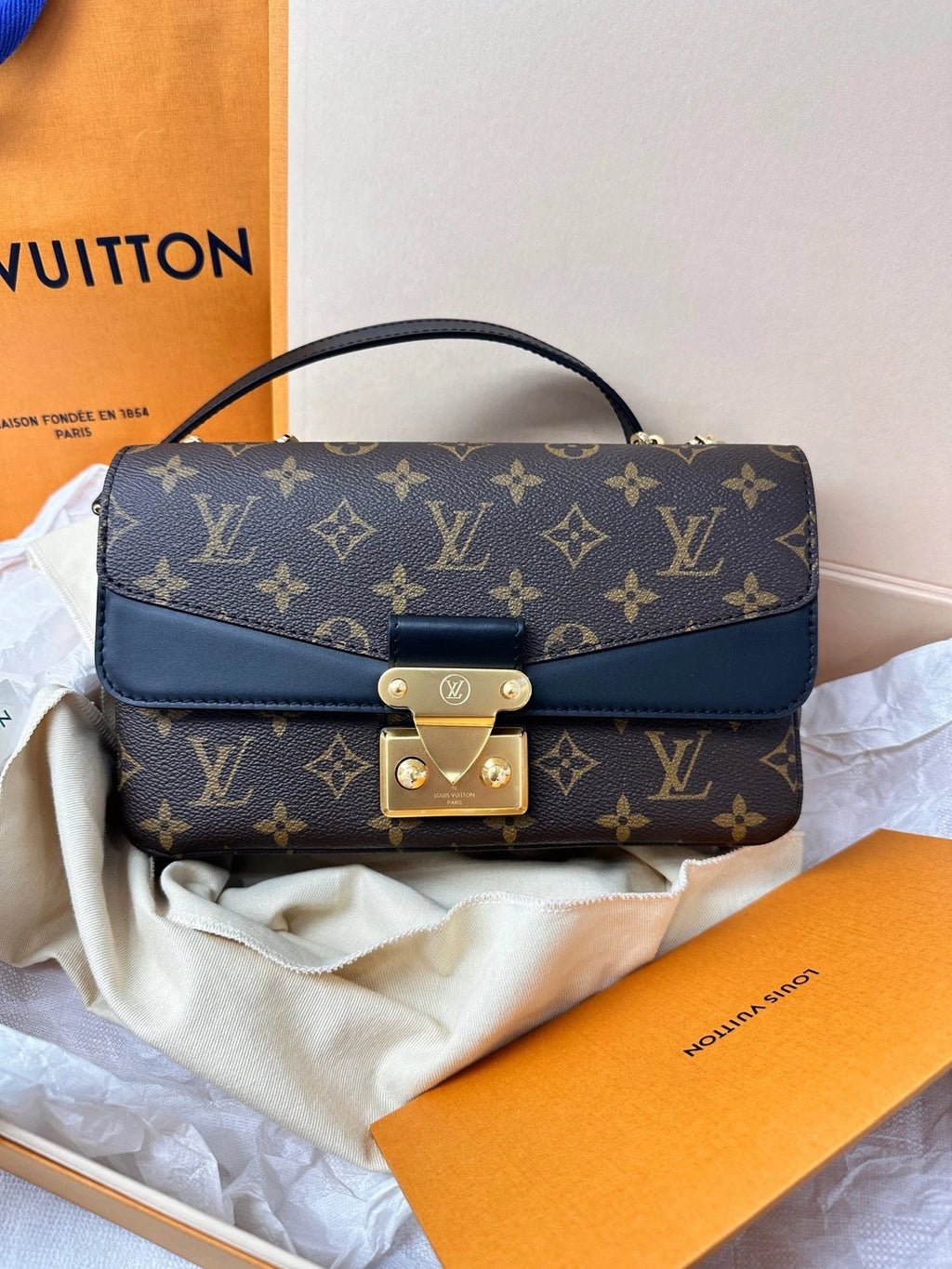 Louis Vuitton Monogram Black Marceau Chain Crossbody For Women