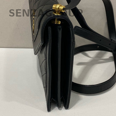 YSL Gaby Lambskin Envelope Shoulder Bag Black Gold Small Classic