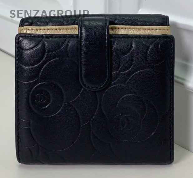 CHANEL Camellia Black gold Small wallet