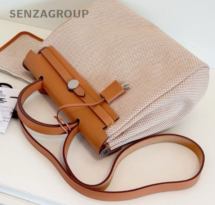 Hermes Herbag31 Top Handle Bag Shoulder Bag Crossbody Brown Silver Women Fashion
