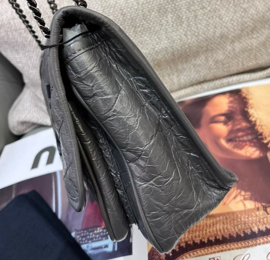 Saint Laurent Niki PM Chain Shoulder Bag Gray Silver Used Women Classic