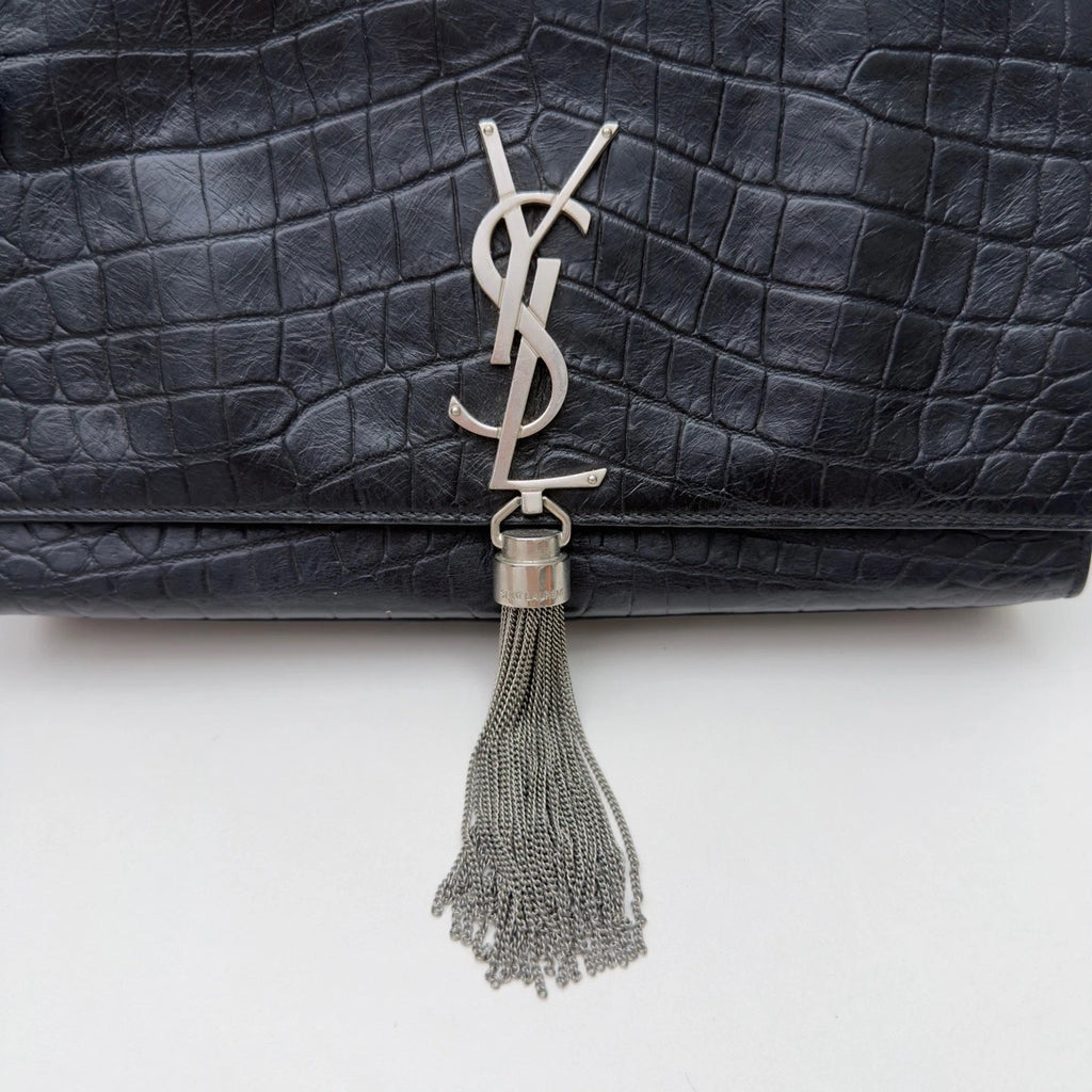 Saint Laurent Kate MM Tassel Calfskin Chain Shoulder Bag Black Women