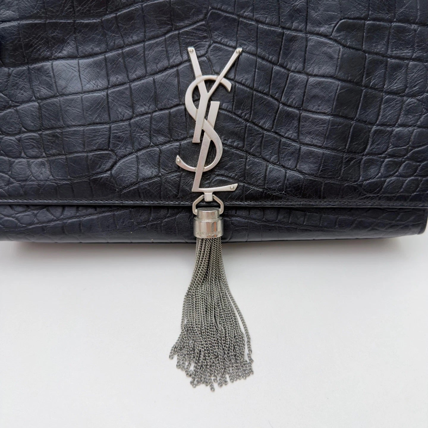 Saint Laurent Kate MM Tassel Calfskin Chain Shoulder Bag Black Women