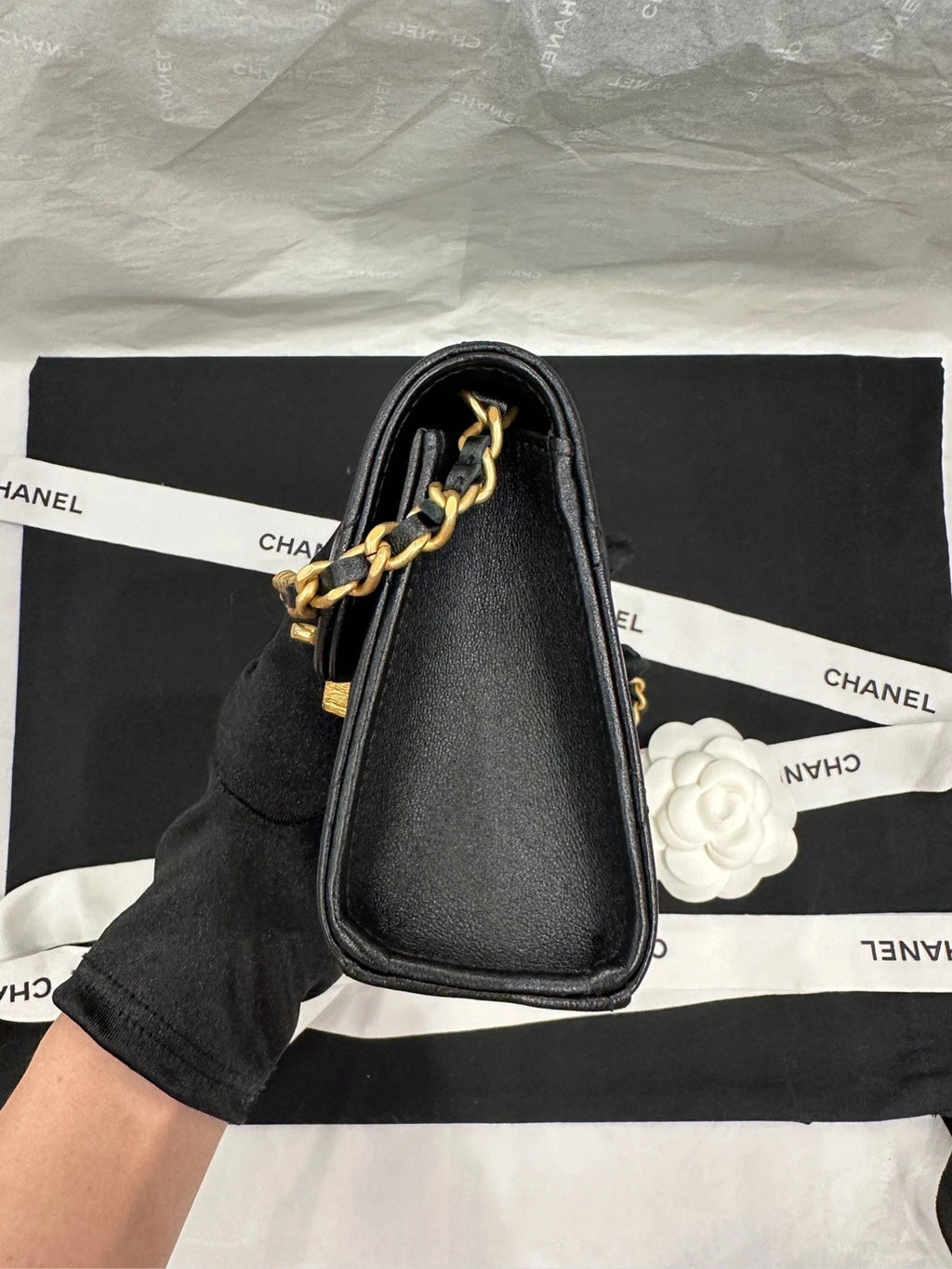 CHANEL Heart Enamel Buckle Chain Leather Mini Square Box Bag For Women