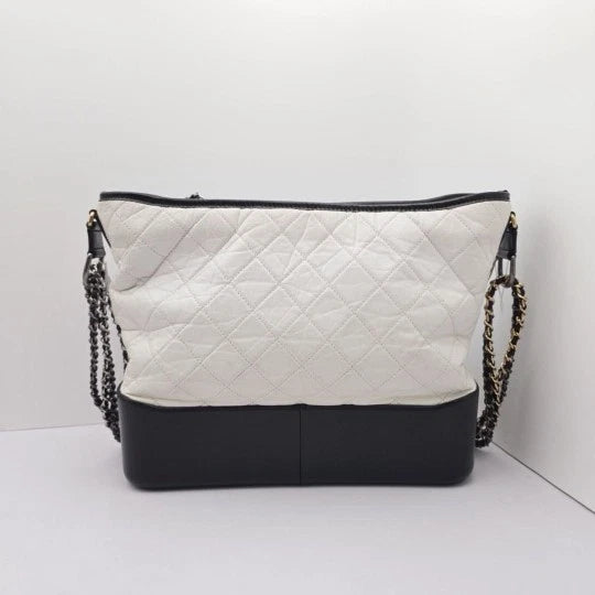 Authentic CHANEL Black White Large Gabrielle Hobo Bag For Women