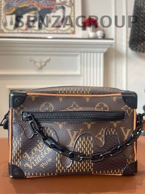 Louis Vuitton Nigo Monogram Soft Trunk Chain Shoulder Bag Brown Black