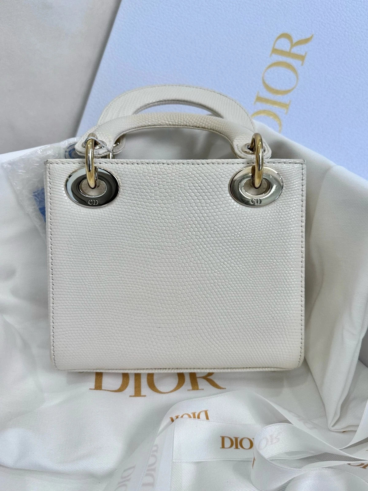 Dior Lady Dior 3-grid White Handbag Crossbody Bag For Women