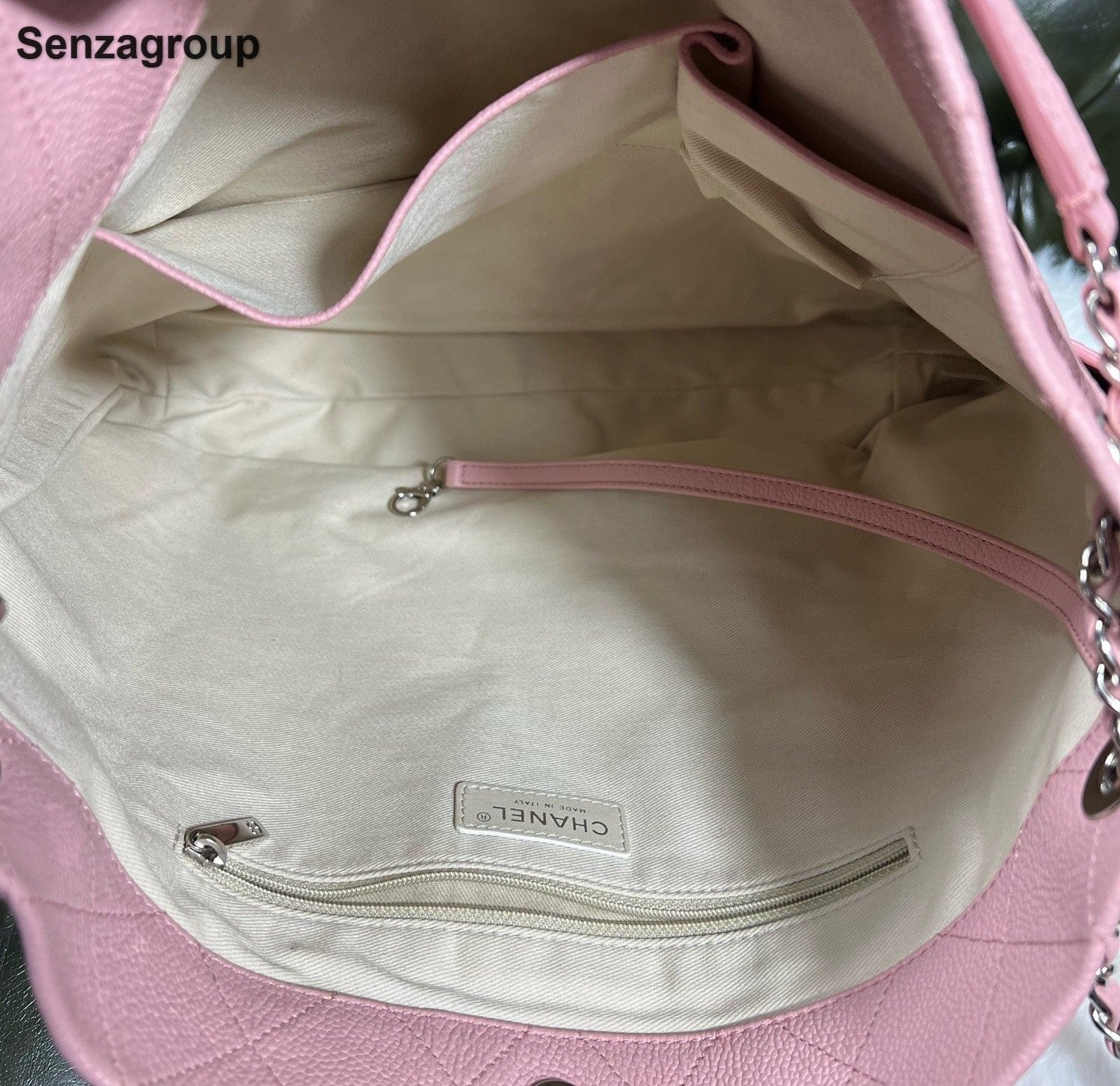 Chanel Tote Chain Shoulder Bag Pink Silver Used Women Classic Fashion