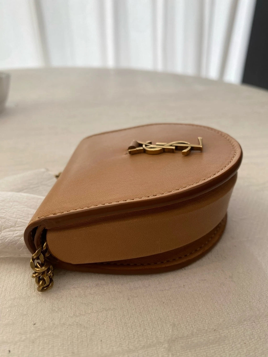 Saint Laurent Beige Leather Mini Crossbody Bag For Women
