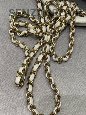 Chanel Mini Classic Flap Bag Quilted White Gold Chain Shoulder Bag