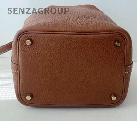 Hermes Picotin Lock Tote Hand Bag Brown Gold Used Women Classic
