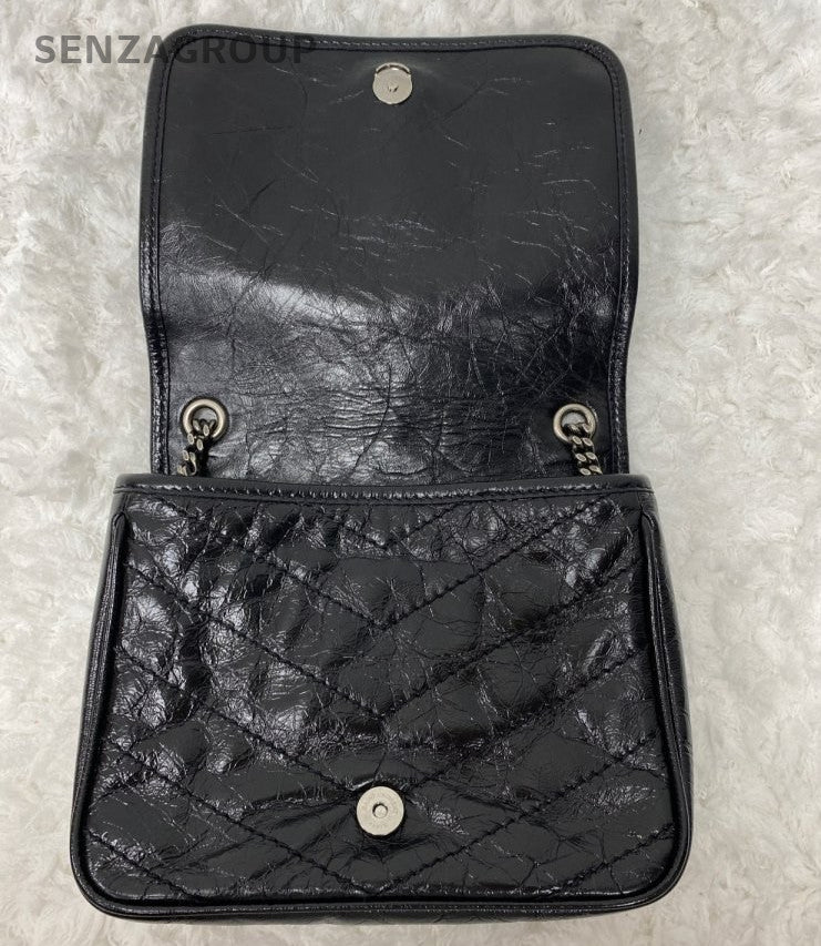 Saint Laurent Niki WOC Chain Shoulder Bag Black Silver Used Women Classic
