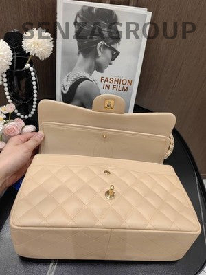 Chanel Classic Flap Jumbo Beige Gold Hardware Shoulder Crossbody Bag