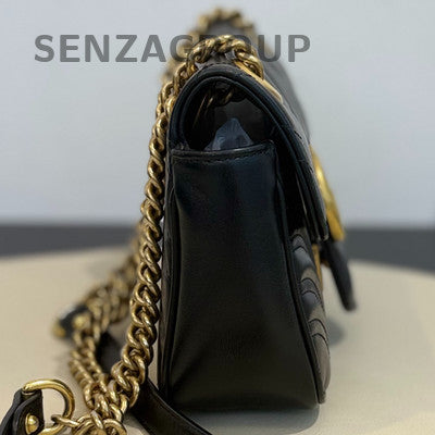 Gucci Marmont 22 Small Chain Shoulder Bag Black Gold Classic Women