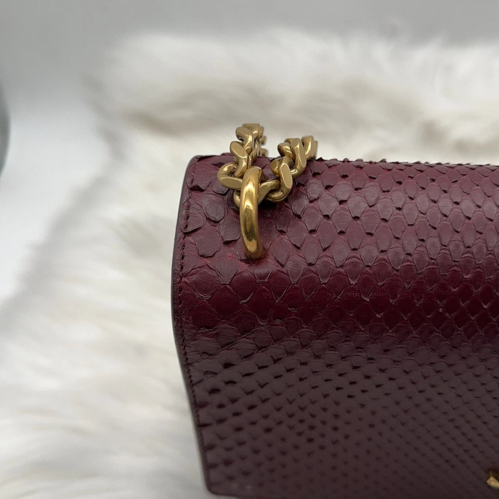 YSL Red Scale Pattern Leather Shoulder Crossbody Bag For Women
