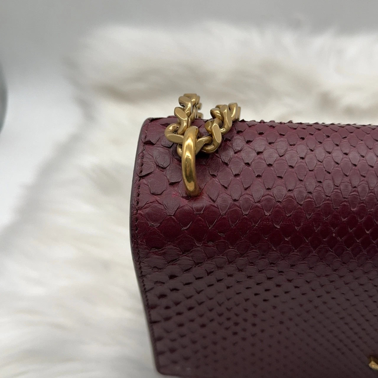 YSL Red Scale Pattern Leather Shoulder Crossbody Bag For Women