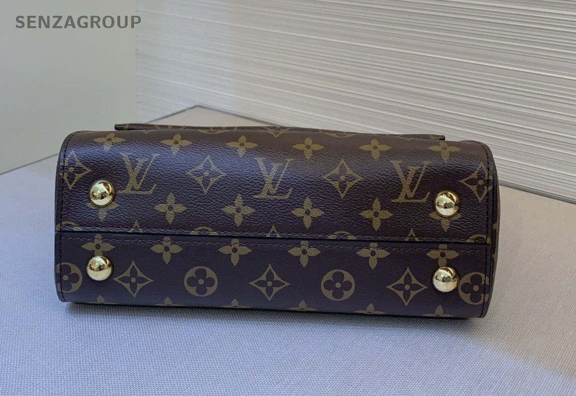 Louis Vuitton Monogram 2Way Top Handle Bag Crossbody Brown Gold Women Classic