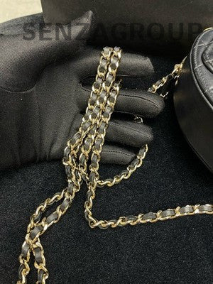 Chanel 22S Heart-Shaped Quilted Crossbody Bag Black Gold Hardware