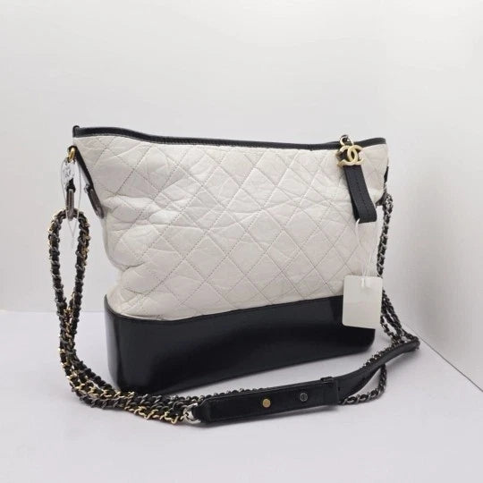 Authentic CHANEL Black White Large Gabrielle Hobo Bag For Women
