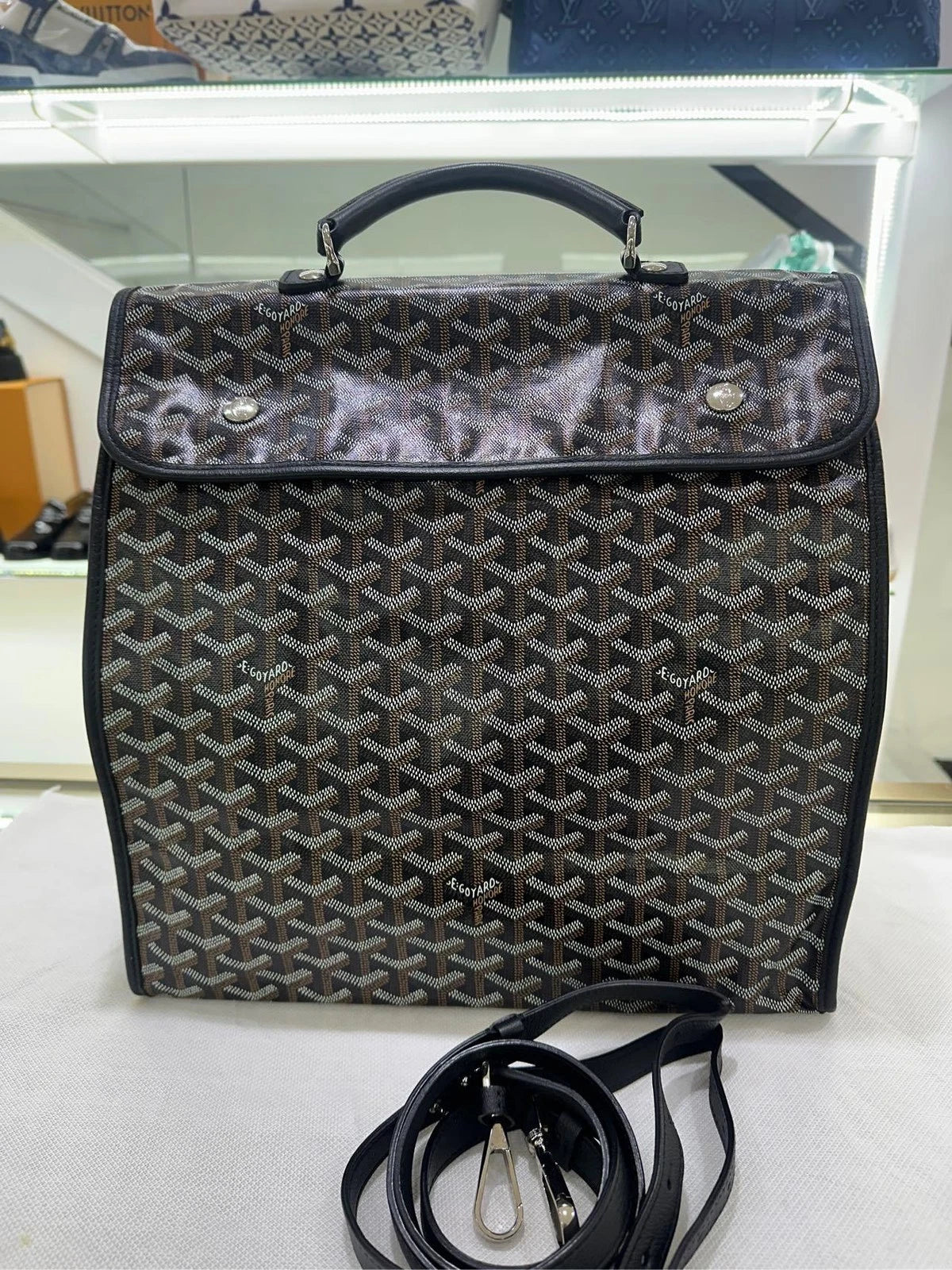 Goyard Black Monogram Canvas Backpack Excellent