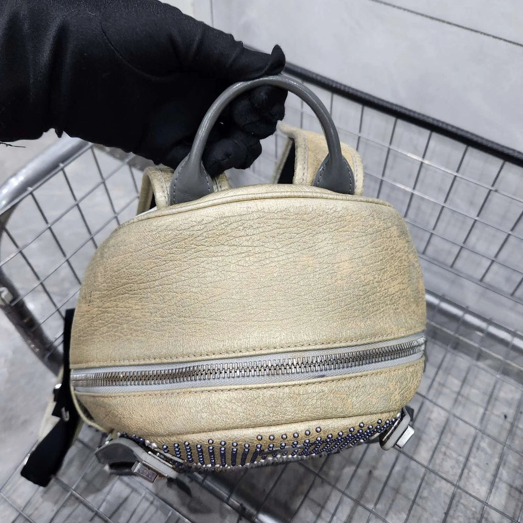 MCM Shiny Silver Studded Small Backpack For Women