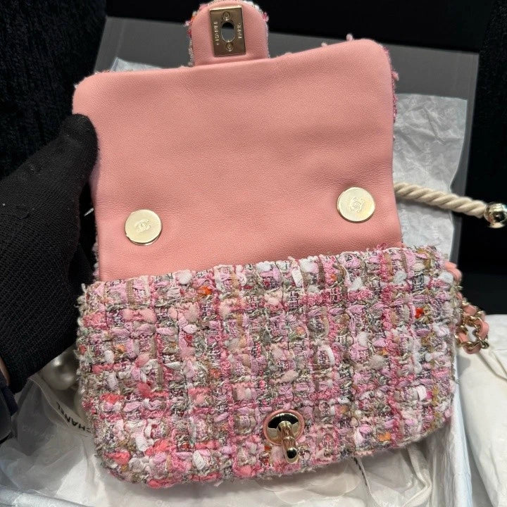 Chanel Classic Flap Pink Top Handle Bag Shoudler Bag Gold Hardware Women D