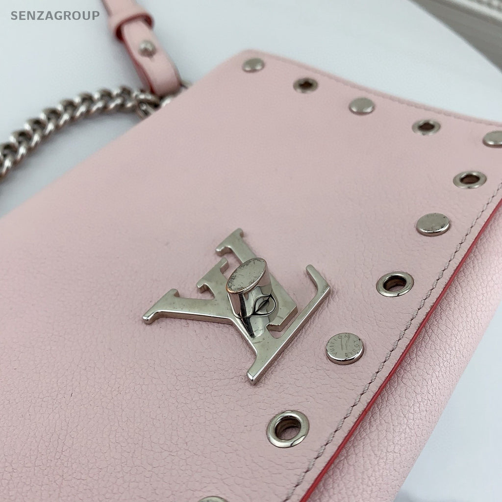 Louis Vuitton Lockme PM Shoulder Bag Crossbody Pink Silver Used Women Classic