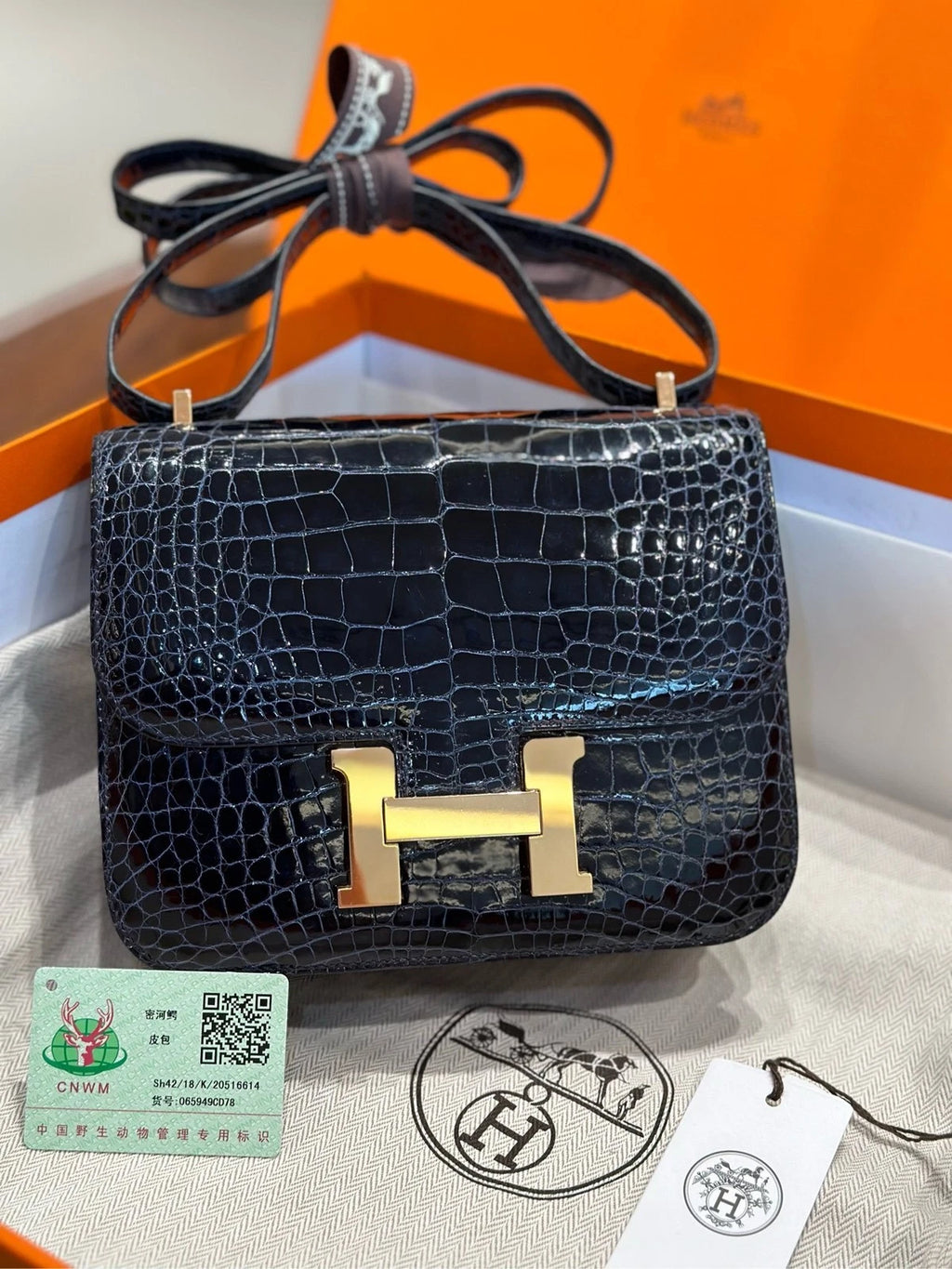 Hermes Midnight Blue Rose Gold Constance19 Bag Women
