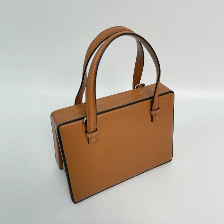 Loewe Women's Calfskin Postal Box Bag Caramel Brown