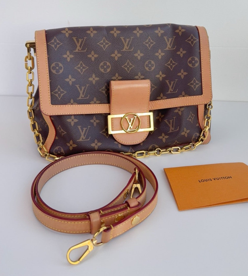 Louis Vuitton Dauphine GM Monogram Canvas Chain Shoulder bag Brown