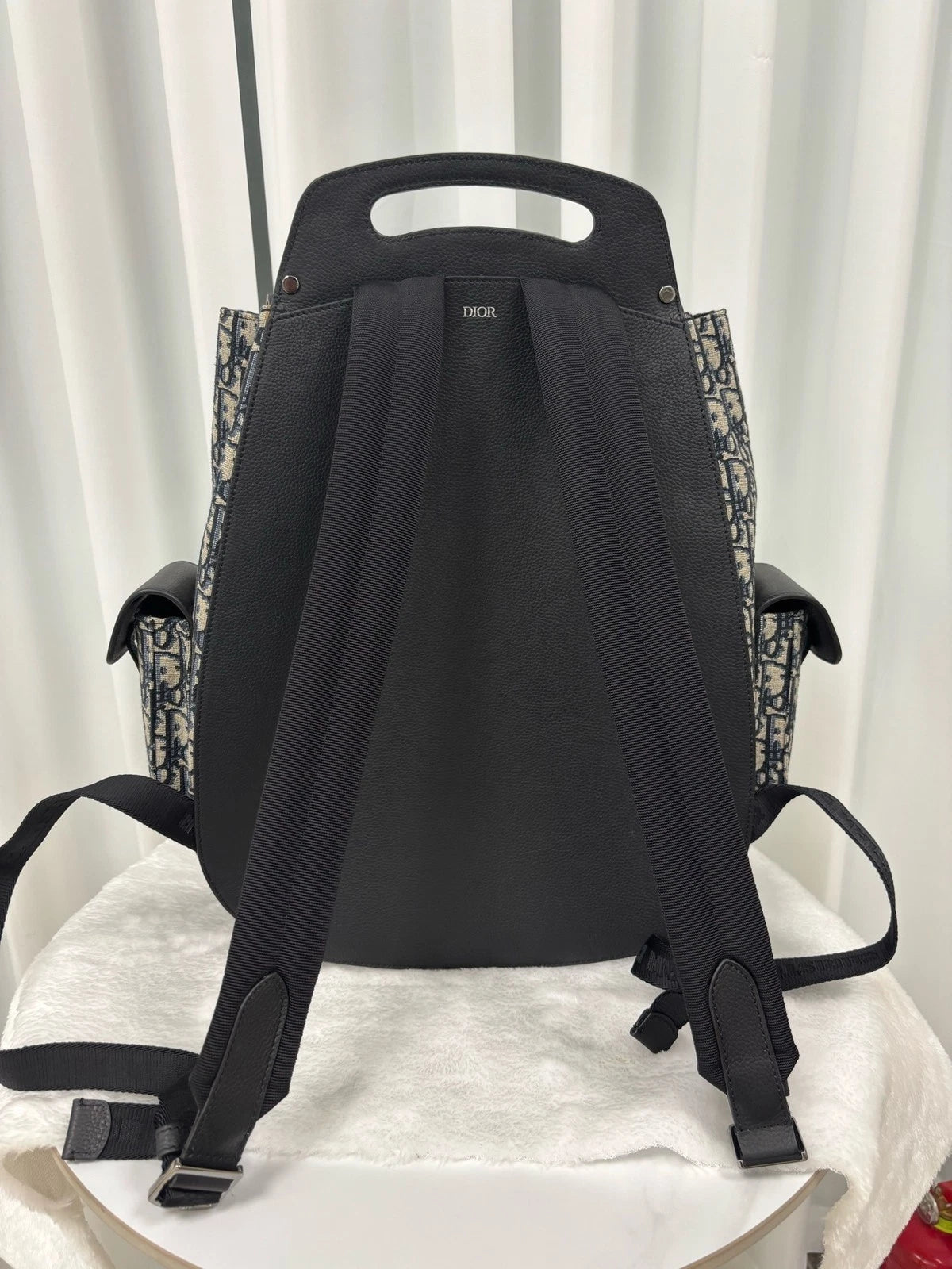 Authentic Dior Blue Canvas Large Saddle Backpack For Women