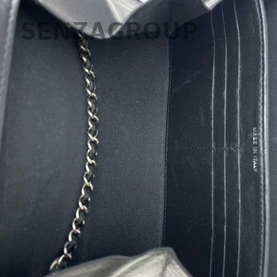 Chanel Black Lambskin WOC Chain Shoulder Crossbody Bag Classic Women