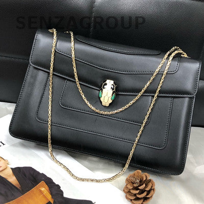Bvlgari Black Serpenti Forever Bag Chain Strap Shoulder Crossbody Classic