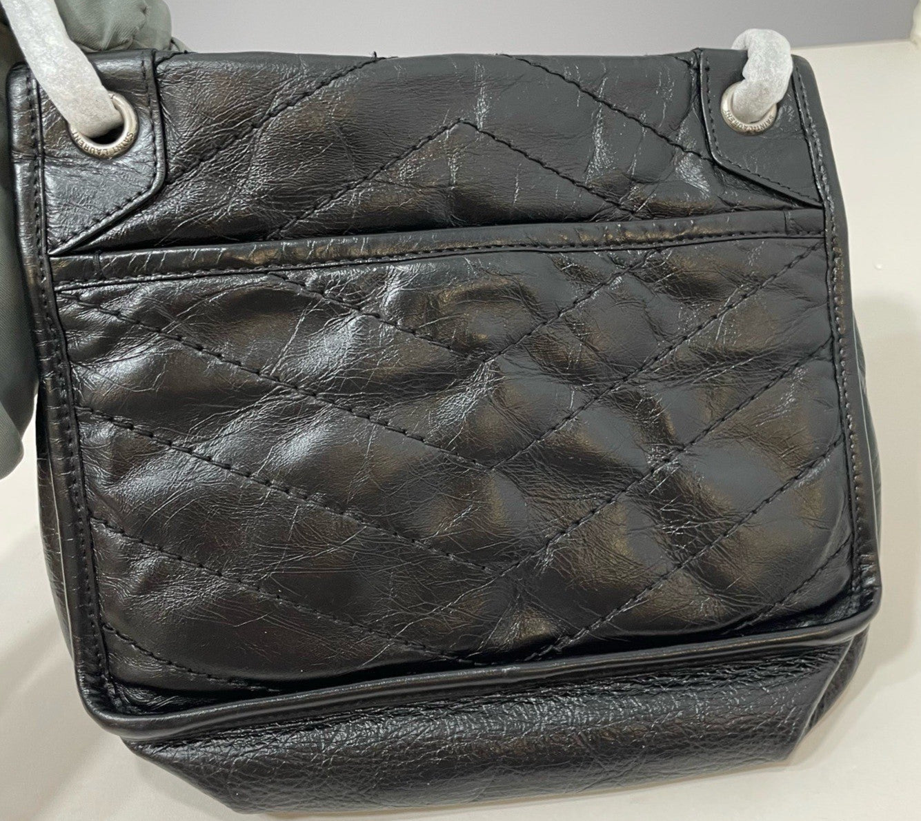 Saint Laurent Niki PM Shoulder Bag Black Silver Used Women Classic Fashion